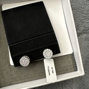 JCPenney Sparkling Silver Round Earrings